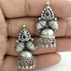 Solid 925 Sterling Silver Jhumki Ruby Gemstone Artisan Earrings