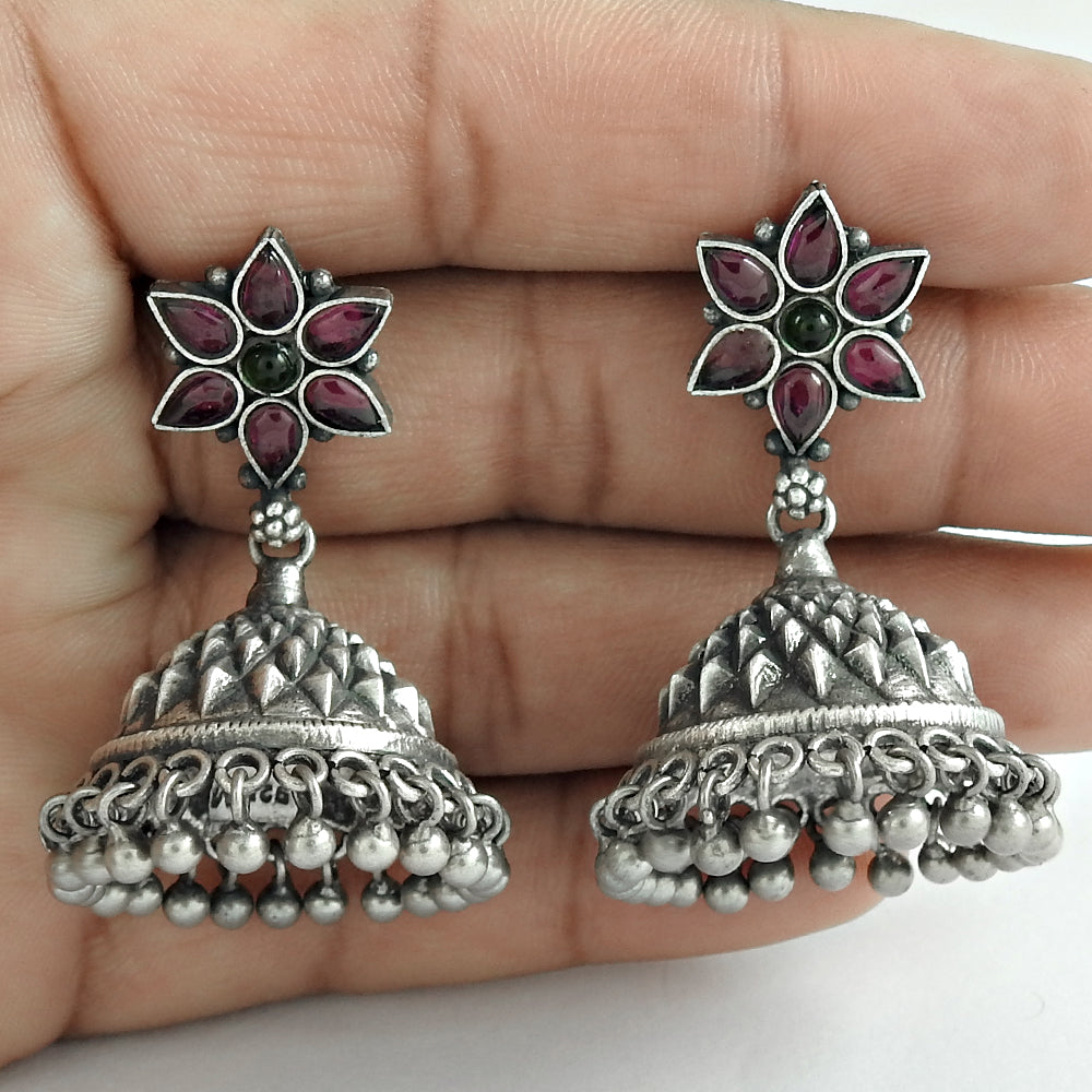 Round Garnet Gemstone August Vintage Dangle Mother New Earrings 925 Solid Silver