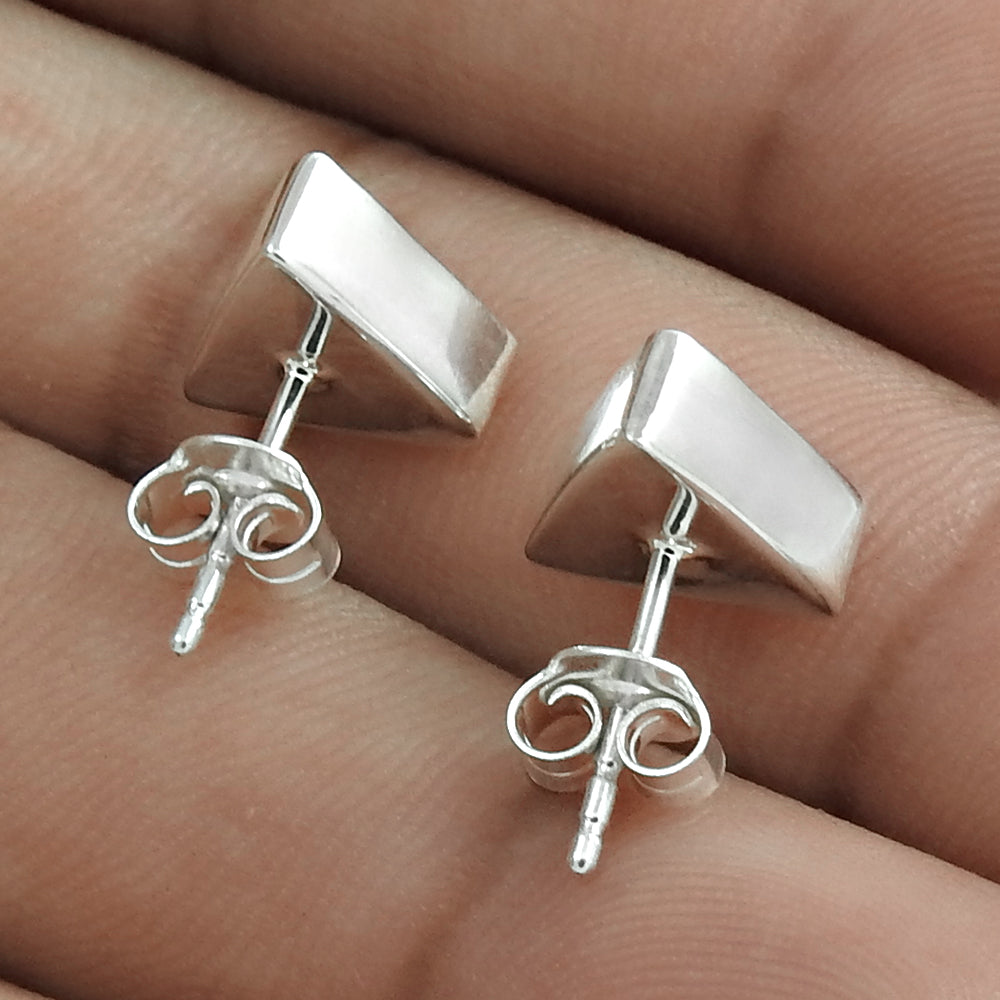 Natural Black Onyx Gemstone Stud Earring 925 Sterling Silver Handmade Jewelry P4