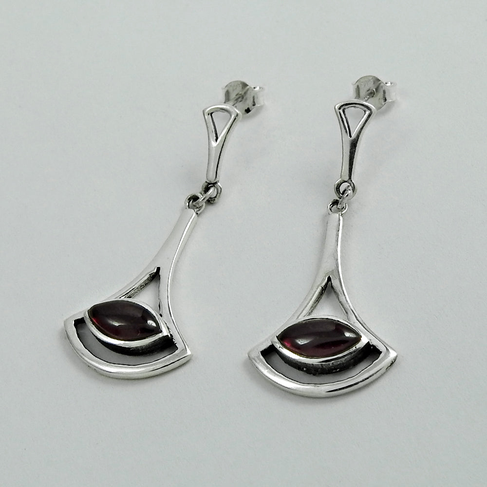 Natural Garnet Gemstone 925 Silver Drop Dangle Vintage Earrings For Women H86