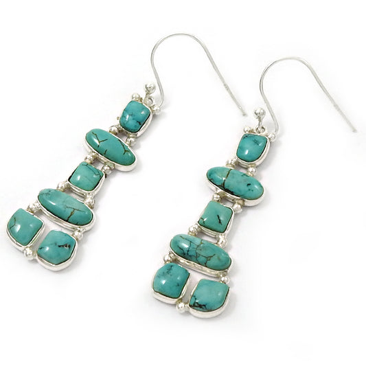 Natural Turquoise 925 Silver Drop Dangle Inukshuk Earrings For Women O86