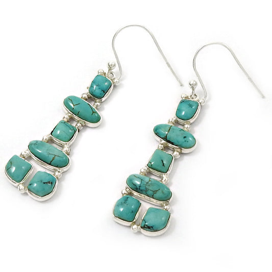 Natural Turquoise 925 Silver Drop Dangle Inukshuk Earrings For Women O86