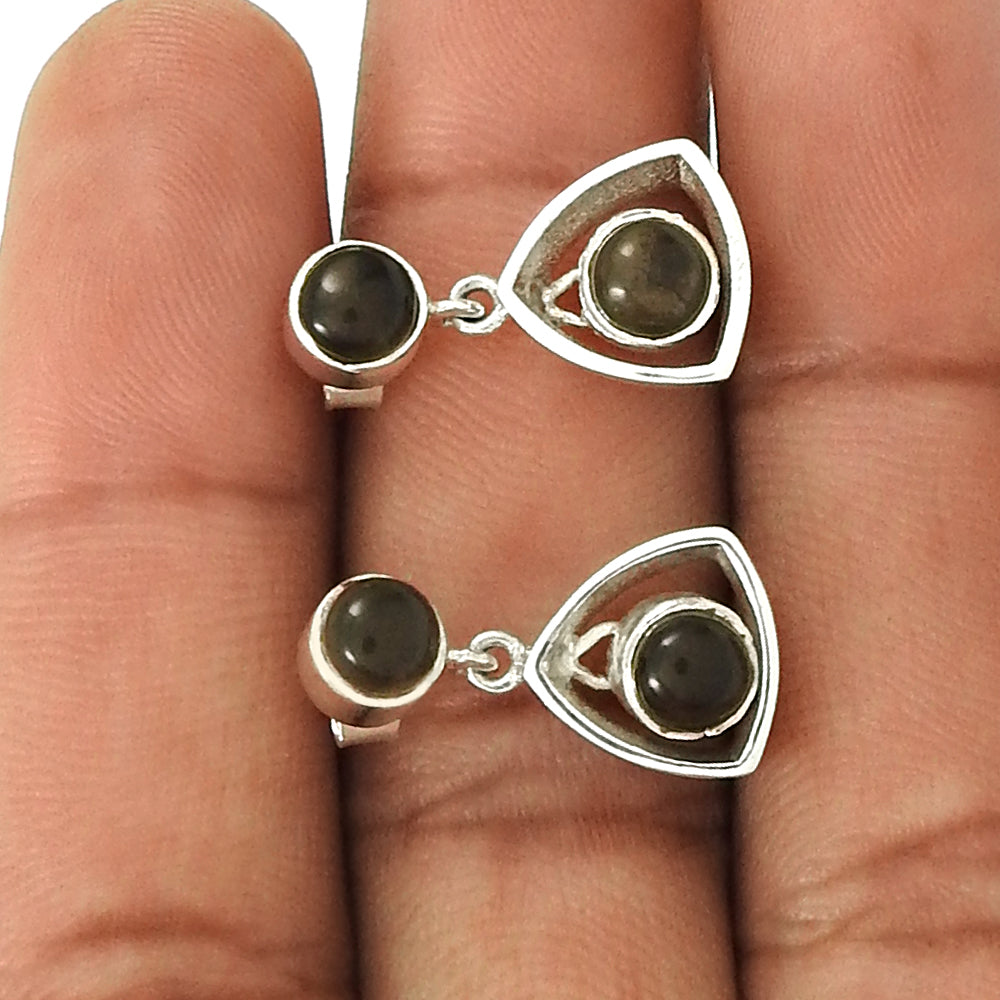 Gift For Her 925 Silver Natural Smoky Quartz Drop Dangle Ethnic Earrings S49
