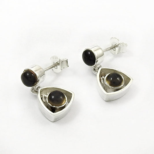 Gift For Her 925 Silver Natural Smoky Quartz Drop Dangle Ethnic Earrings S49