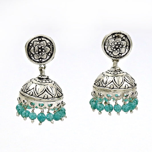 Natural Topaz Gemstone Drop Dangle Jhumki Earrings 925 Sterling Silver D8