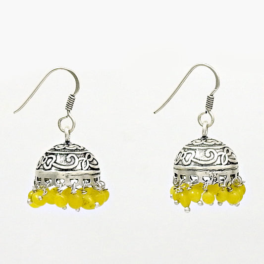 Anniversary Gift For Her Natural Yellow Onyx Drop Dangle Jhumki Earrings 925 Silver Z89