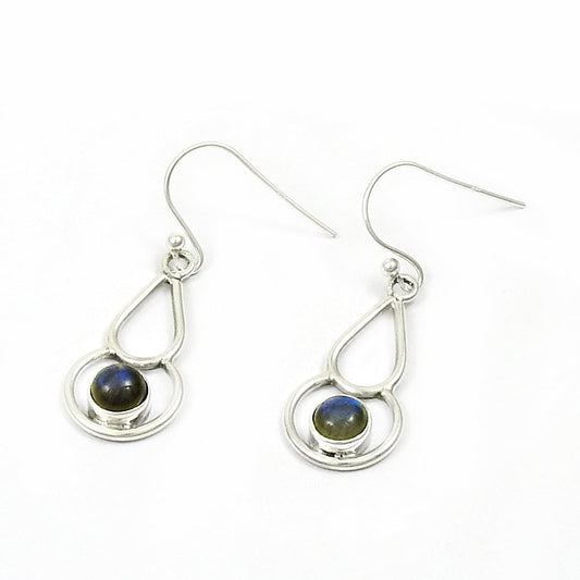 Natural Labradorite 925 Silver Drop Dangle Tribal Earrings For Women W54