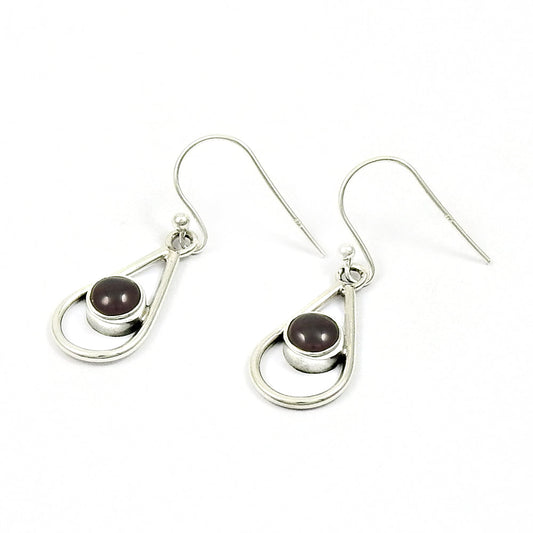 Woman Gift 925 Sterling Silver Natural Garnet Drop Dangle Boho Earrings T4
