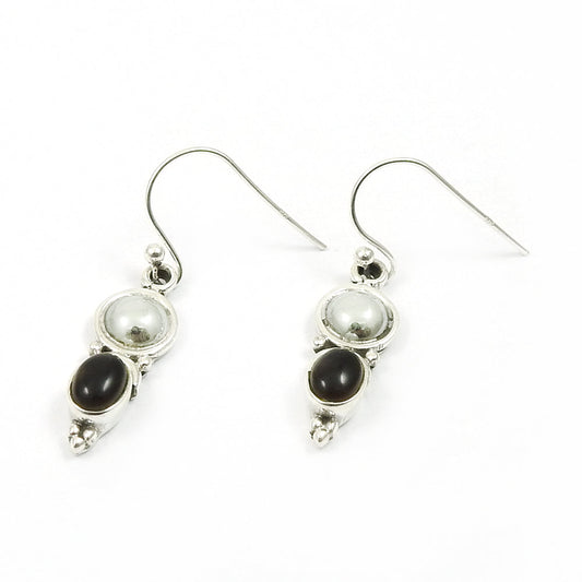 Woman Gift 925 Silver Natural Smoky Quartz Dangle Vintage Earrings B10