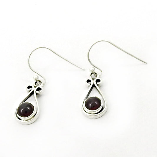 Woman Gift Natural Garnet Drop Dangle Bohemian Earrings 925 Silver G5