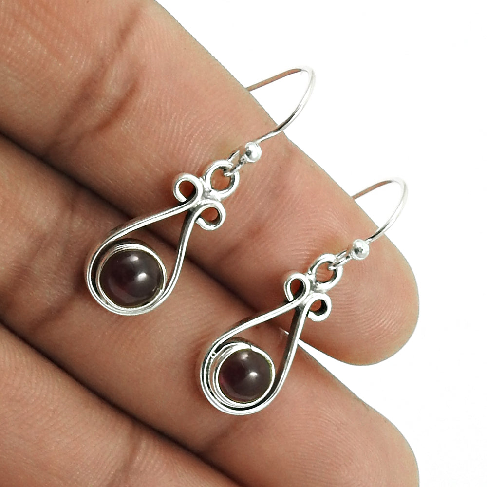 Woman Gift Natural Garnet Drop Dangle Bohemian Earrings 925 Silver G5