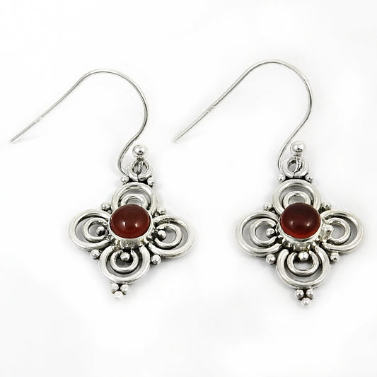 Woman Gift Natural Carnelian Gemstone 925 Sterling Silver Earrings P60