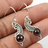 Garnet Gemstone Unique Drop Dangle New Antique Look Earrings 925 Sterling Silver