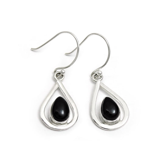 Black Onyx Gemstone 925 Solid Silver Dangle Drop Wedding Root Chakra Earrings