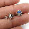 Round Natural Labradorite 925 Silver Sister Stud Anniversary Birthday Earrings