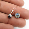 Third Eye Chakra Labradorite Gemstone 925 Solid Silver Bezel Stud Wife Earrings