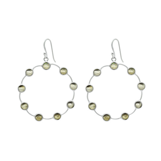 Woman Gift 925 Silver Natural Citrine Gemstone Drop Dangle Earrings K11