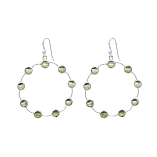 Woman Gift 925 Silver Natural Citrine Gemstone Drop Dangle Earrings K11