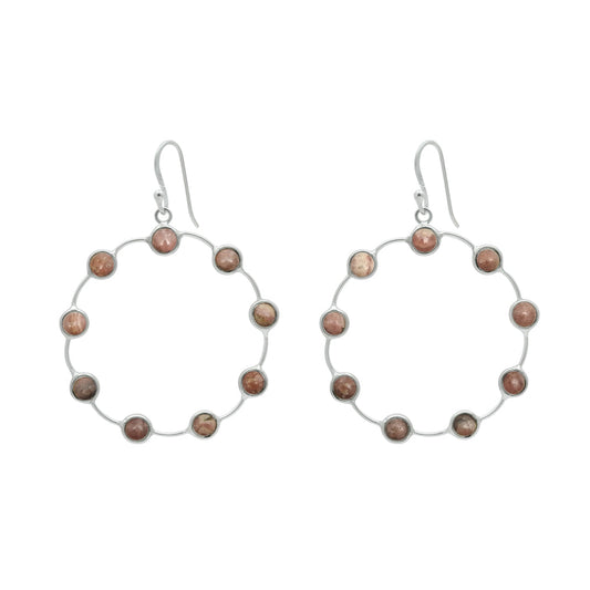 Gift For Her Rhodochrosite Gemstone Earrings 925 Sterling Silver Jewelry Ai4