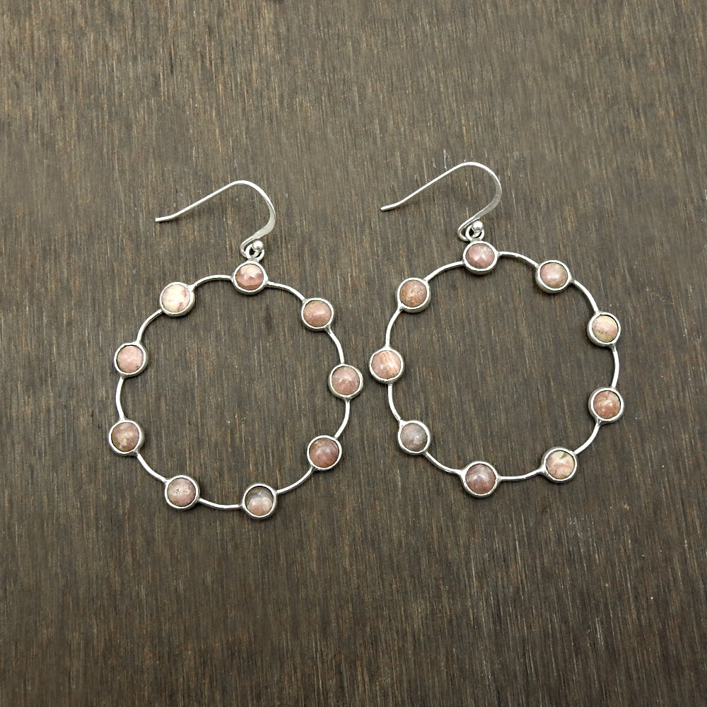 Gift For Her Rhodochrosite Gemstone Earrings 925 Sterling Silver Jewelry Ai4