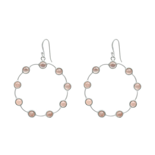 Rose Quartz Gemstone Trendy Earrings 925 Sterling Silver Metaphysical Jewelry K1