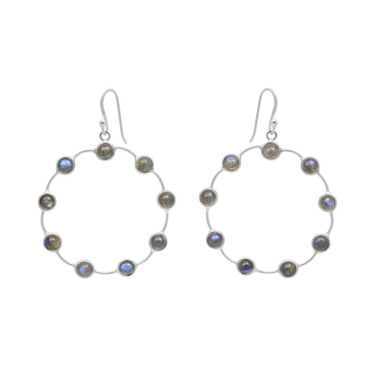 Woman Gift Natural Labradorite Drop Dangle Boho Earrings 925 Silver S58