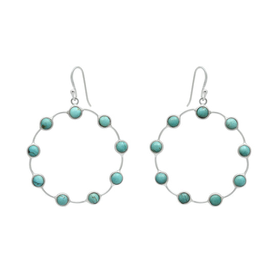 Woman Gift Turquoise Gemstone Earrings 925 Sterling Silver Jewelry L10