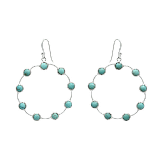Woman Gift Turquoise Gemstone Earrings 925 Sterling Silver Jewelry L10