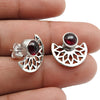 Round Root Chakra Garnet Gemstone 925 Solid Silver Bezel Stud Birthday Earrings