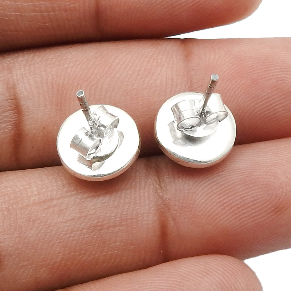 Crown Chakra Rainbow Moonstone Gemstone Solid Sterling Silver Stud Post Earrings