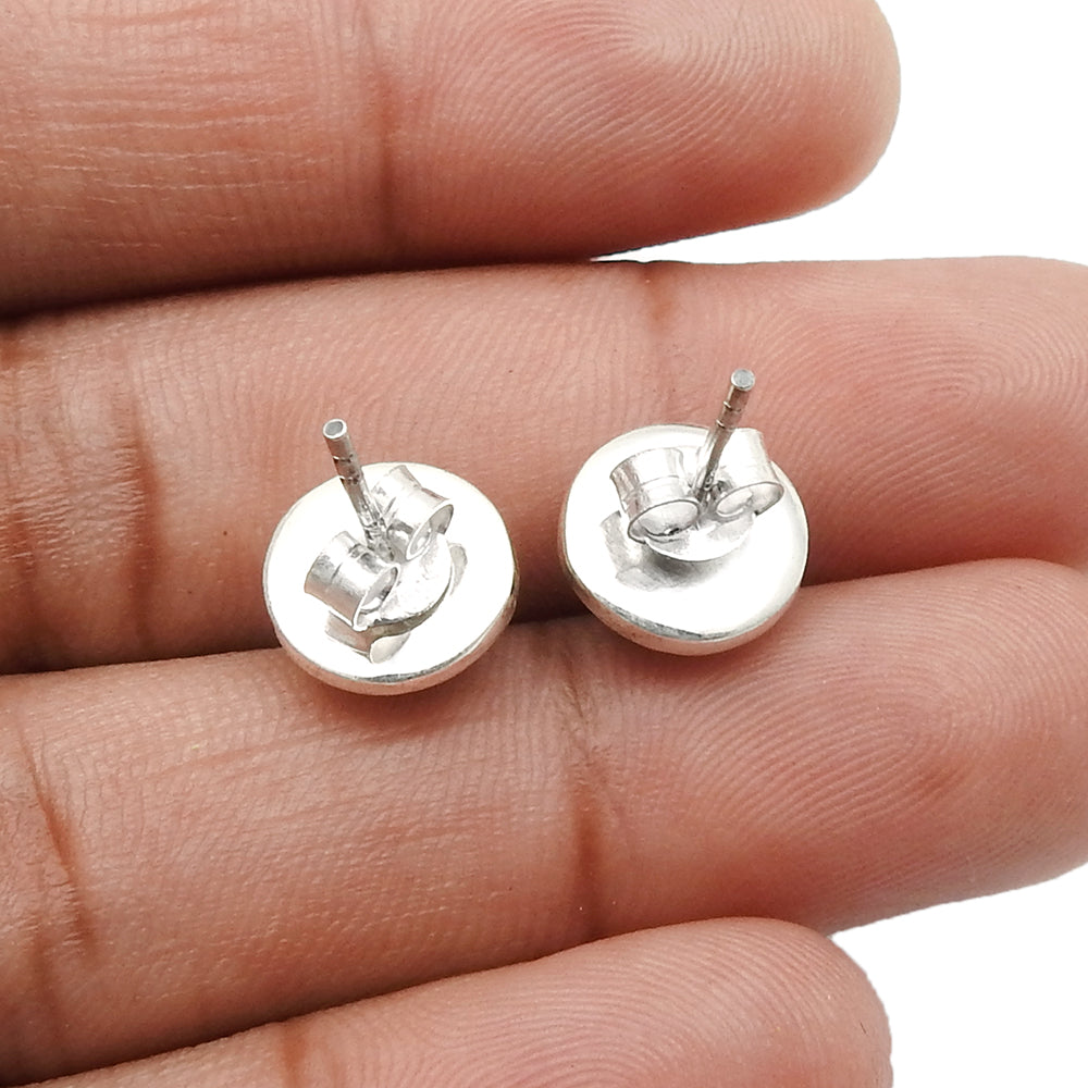 Rose Quartz Gemstone Stud Post Heart Chakra Birthday Earrings Sterling Silver