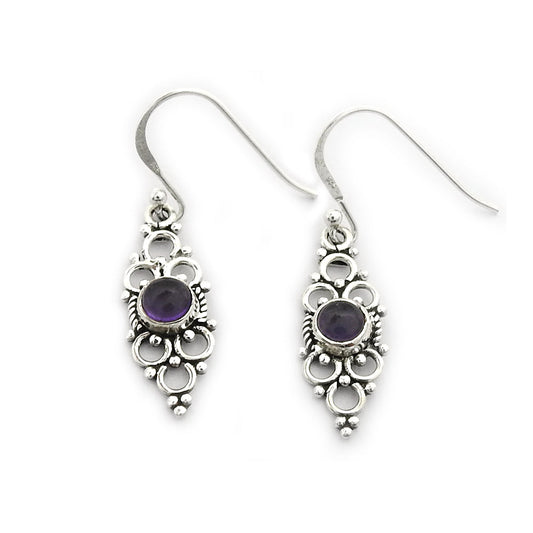 Woman Gift Amethyst Gemstone Earrings 925 Sterling Silver Jewelry Ab61