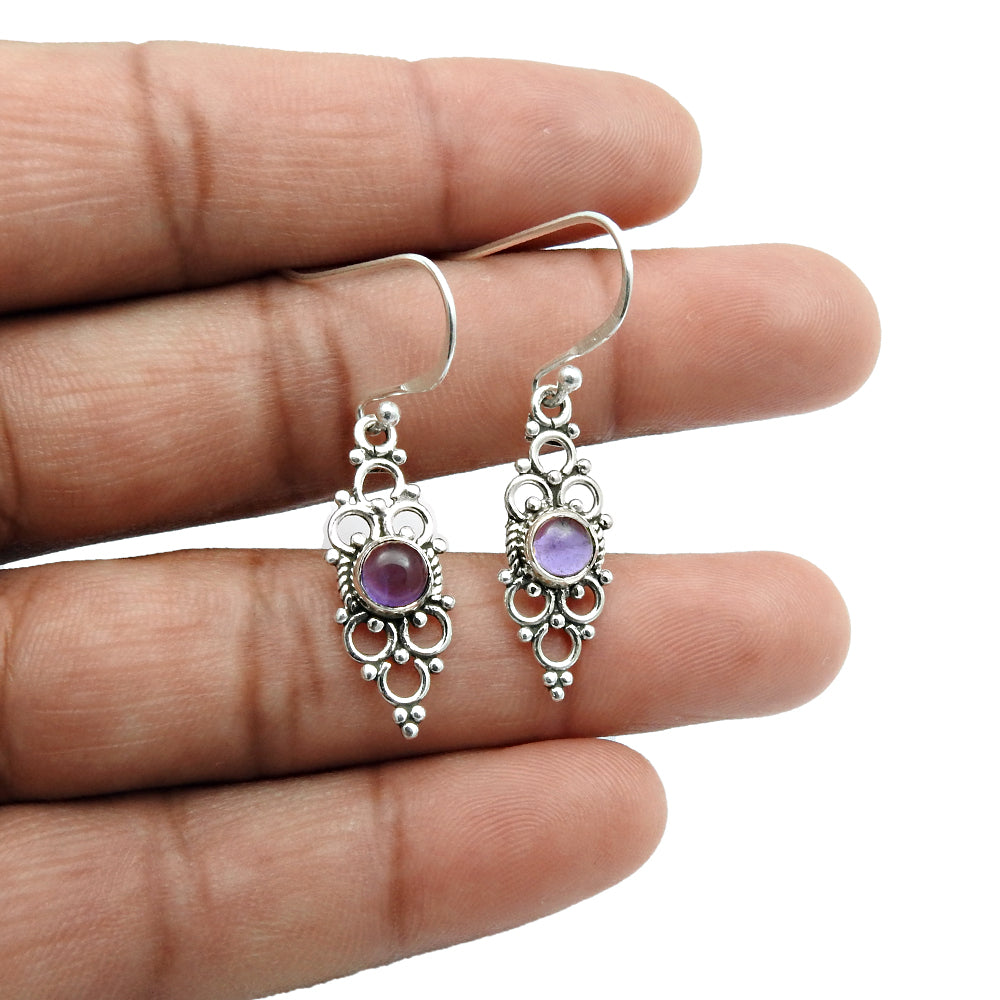 Woman Gift Amethyst Gemstone Earrings 925 Sterling Silver Jewelry Ab61