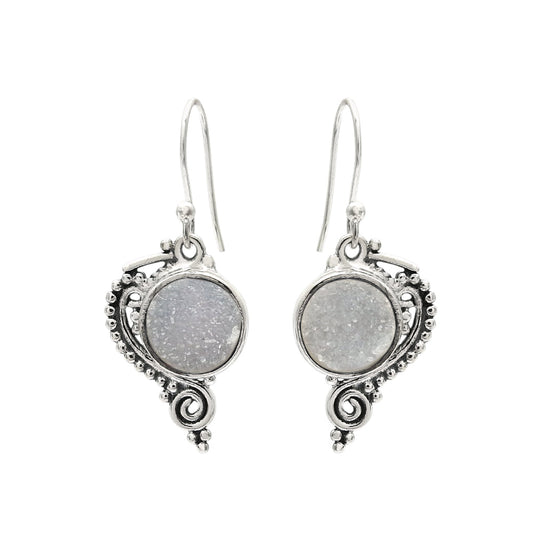 Druzy Gemstone Earrings 925 Sterling Silver Ethnic Jewelry
