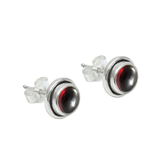 Woman Gift Solid 925 Sterling Silver Natural Garnet Gemstone Post Stud Earrings