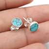 6mm Round Turquoise Gemstone Solid 925 Silver Stud Earrings
