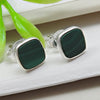 6mm Square Malachite Gemstone 925 Sterling Silver Handmade Stud Earrings
