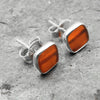 6mm Square Carnelian 925 Sterling Silver Bezel Stud Earrings