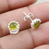Natural Peridot Gemstone 925 Sterling Silver Minimalist Stud Earrings