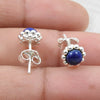 Natural Lapis Lazuli Gemstone 925 Sterling Silver Minimalist Stud Earrings