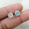 Natural Chalcedony Gemstone 925 Sterling Silver Minimalist Stud Earrings