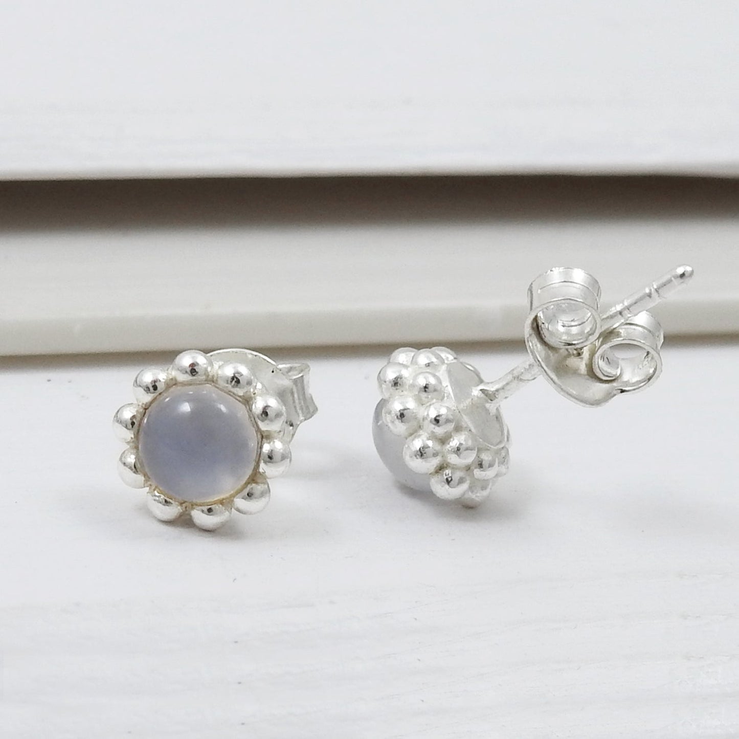 Natural Moonstone 925 Sterling Silver Minimalist Stud Earrings