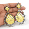 925 Solid Silver Pear Crystal Gemstone Tribal Sister Dangle Birthday Earrings