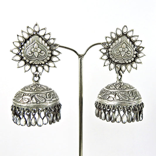 925 Solid Silver Pear Crystal Gemstone Butterfly Dangle Drop Ethnic New Earrings