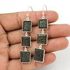 Solid 925 Silver Black Sunstone Earrings Jewelry