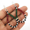 925 Silver Ruby Emerald Blue Sapphire Beaded Earrings
