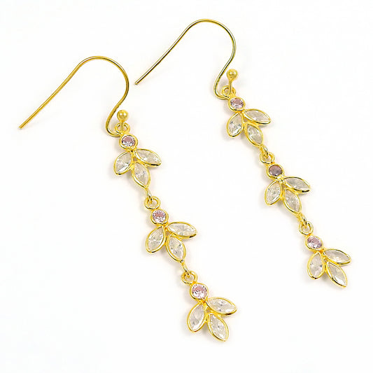 Natural Cubic Zirconia Drop Dangle Boho Earrings 925 Silver For Girls P16