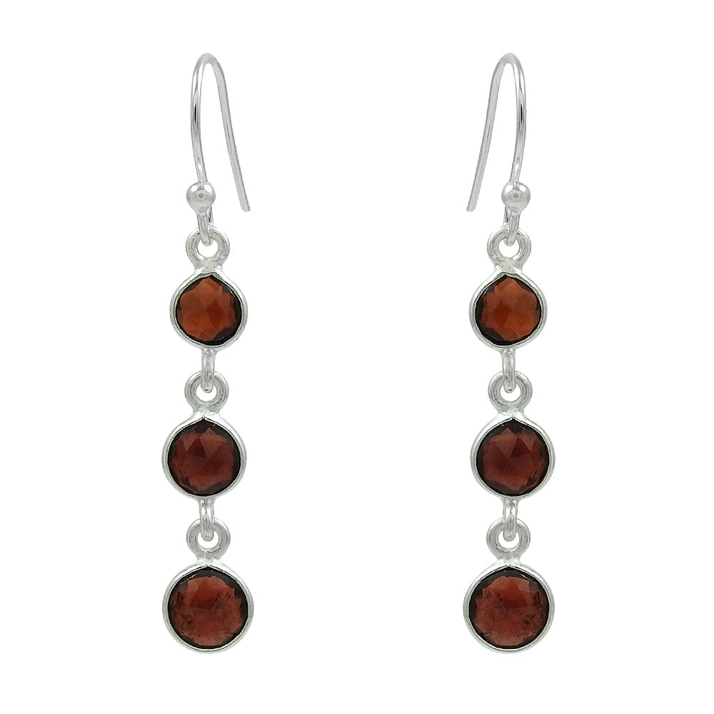 Natural Garnet Gemstone 925 Silver Drop Dangle Ethnic Earrings For Women A17