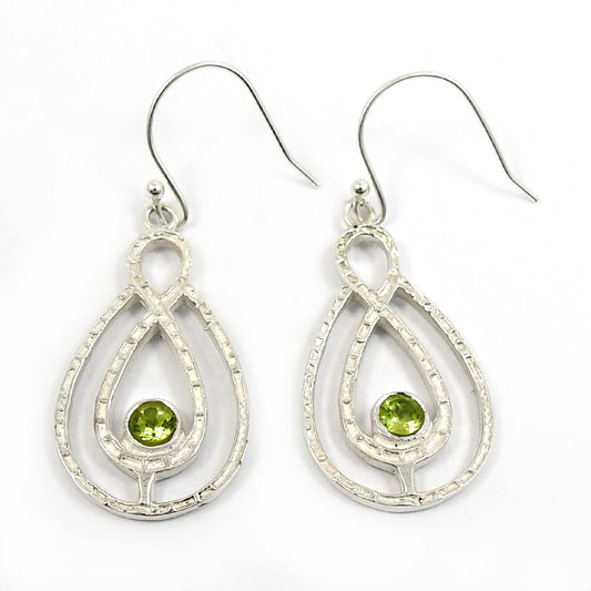 Natural Peridot Gemstone 925 Silver Drop Dangle Ethnic Earrings For Girls X17