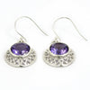 Gift For Woman Drop Dangle Vintage Earrings 925 Silver Natural Amethyst Z17